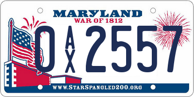 MD license plate 0AX2557