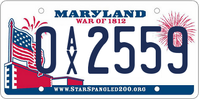 MD license plate 0AX2559