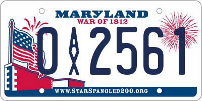 MD license plate 0AX2561