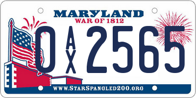 MD license plate 0AX2565