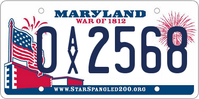 MD license plate 0AX2568