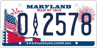 MD license plate 0AX2578