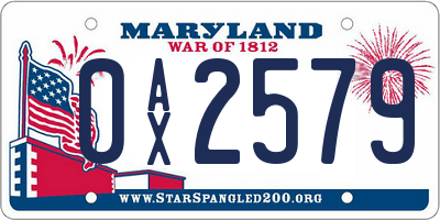 MD license plate 0AX2579