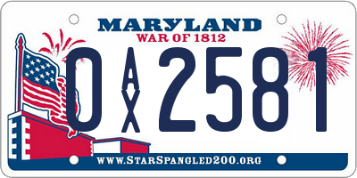 MD license plate 0AX2581