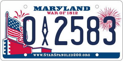 MD license plate 0AX2583