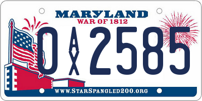 MD license plate 0AX2585