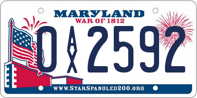 MD license plate 0AX2592