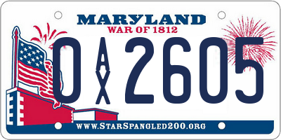 MD license plate 0AX2605