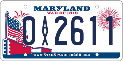 MD license plate 0AX2611