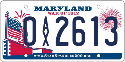 MD license plate 0AX2613