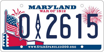 MD license plate 0AX2615