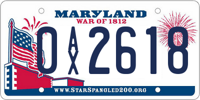 MD license plate 0AX2618