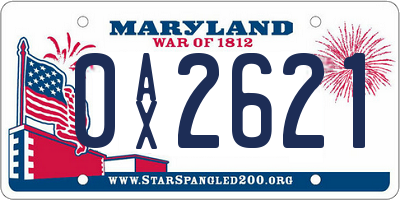 MD license plate 0AX2621