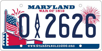 MD license plate 0AX2626