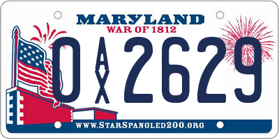 MD license plate 0AX2629