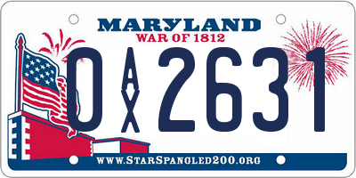 MD license plate 0AX2631