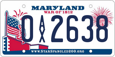 MD license plate 0AX2638