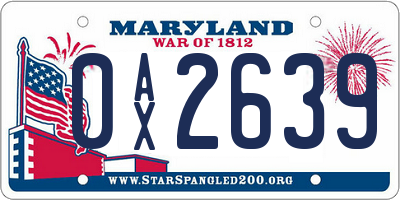 MD license plate 0AX2639