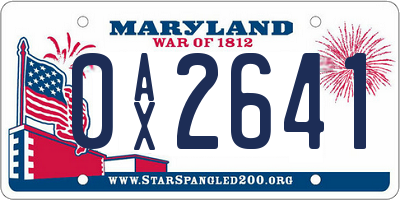 MD license plate 0AX2641