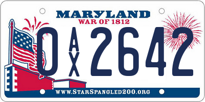 MD license plate 0AX2642