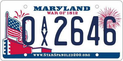 MD license plate 0AX2646
