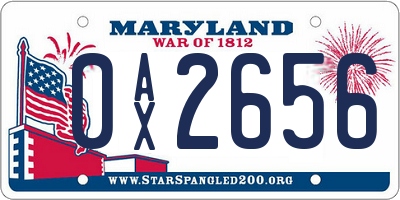 MD license plate 0AX2656