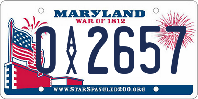 MD license plate 0AX2657