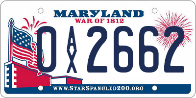 MD license plate 0AX2662