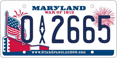 MD license plate 0AX2665