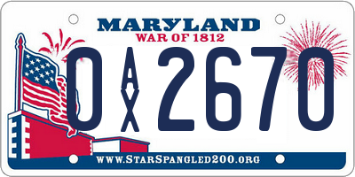 MD license plate 0AX2670