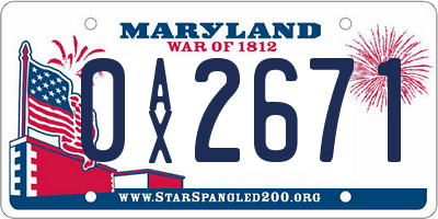 MD license plate 0AX2671