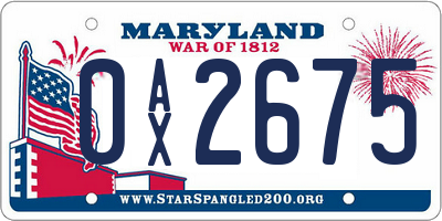 MD license plate 0AX2675