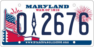MD license plate 0AX2676