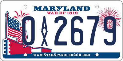 MD license plate 0AX2679