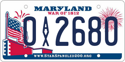 MD license plate 0AX2680