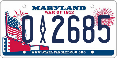 MD license plate 0AX2685