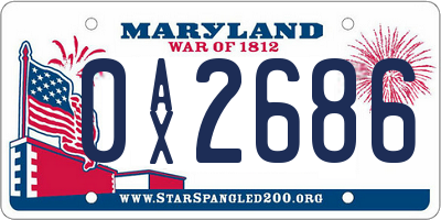 MD license plate 0AX2686