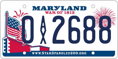 MD license plate 0AX2688