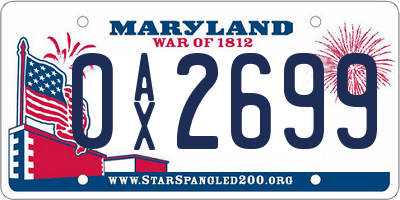 MD license plate 0AX2699