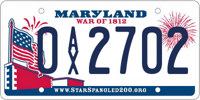 MD license plate 0AX2702