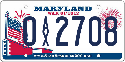 MD license plate 0AX2708