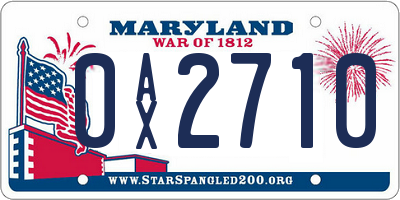 MD license plate 0AX2710