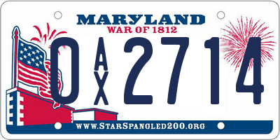 MD license plate 0AX2714