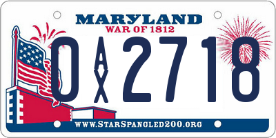 MD license plate 0AX2718