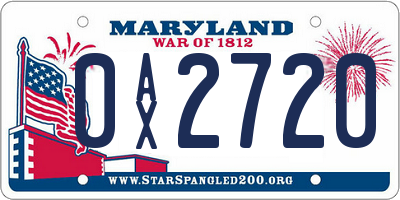 MD license plate 0AX2720