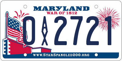 MD license plate 0AX2721