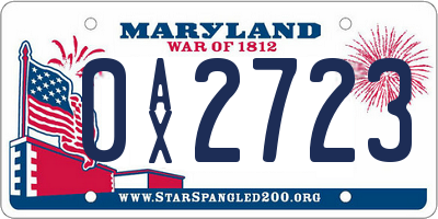 MD license plate 0AX2723