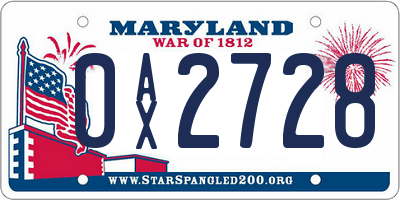MD license plate 0AX2728