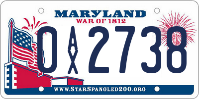 MD license plate 0AX2738