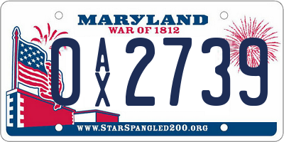 MD license plate 0AX2739
